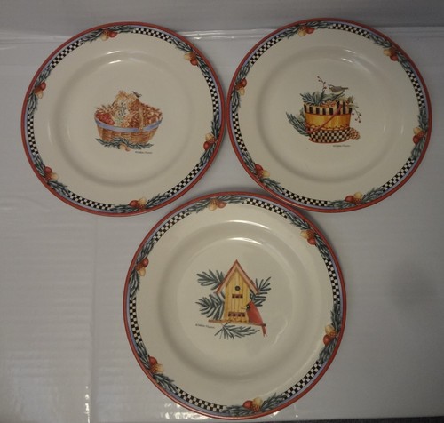 UCHOOSE Debbie Mumm Pine Cone 8" Woodland Christmas Dessert Plate Replacements
