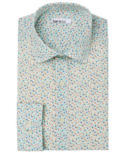 Bar III Mens Dress Shirt Green Size 14 
