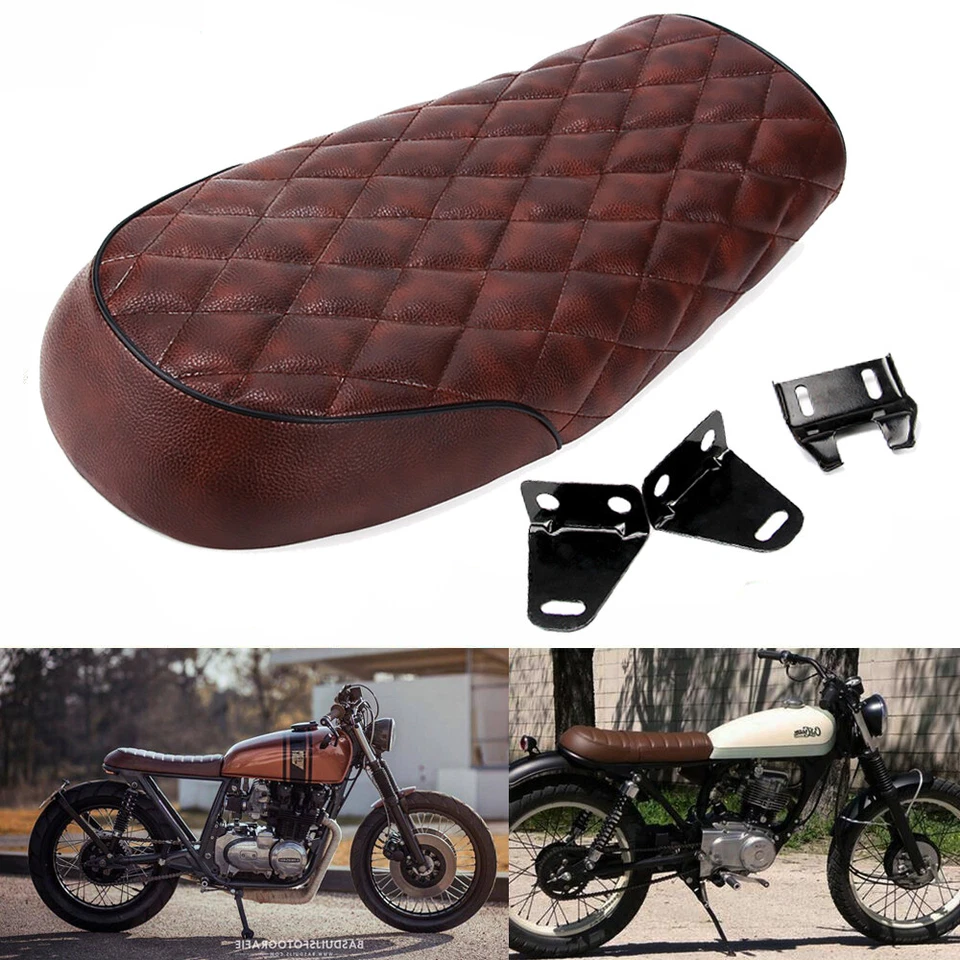 Motorcycle Seat Cafe Racer Flat Saddle For Honda CB125S CB200 CB350 CB360 CB450 - Image 2 of 4