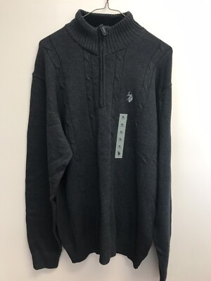 NWT U.S. POLO ASSN. Men's 1/4 Zip Gray Sweater Size XL MSRP $70.00