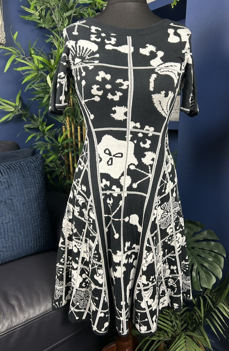 Kenzo Paris Size Small Mini Dress Tanami Flower Jacquard Black