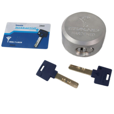 2 Mul-t-lock MT5+ Hockey Puck Padlocks Keyed Alike - High Security Steel Padlocks With 4 Keys