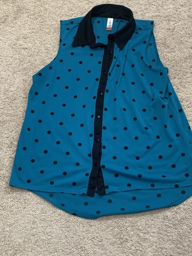No Boundaries Womens Shirt Size 15/17 Multicolor Polka Dot Flowy Button Down