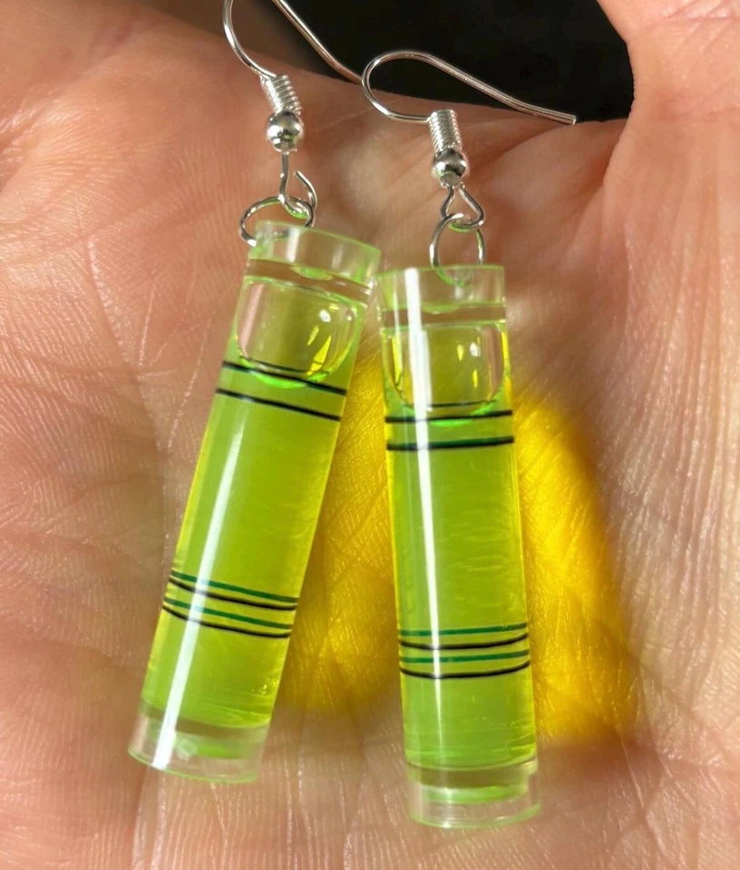 Pendientes nivel espíritu de trabajo ganchos para oreja escala medida de agua | herramienta hágalo usted mismo recto Foto 4 de 4