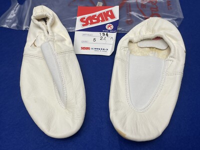 VINTAGE 1980s SASAKI GYMNASTIC SHOES WOMAN SIZE 5 ARTICLE 134 WHITE LEATHER NEW
