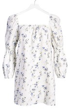 Reformation Jerri Women's Long Sleeve Linen Shift Mini Dress White Multi Size 6