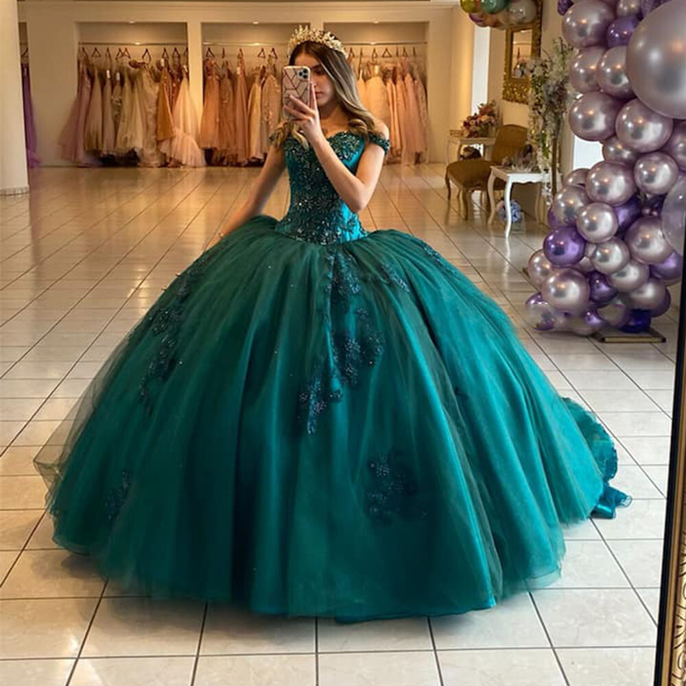 emerald green xv dresses