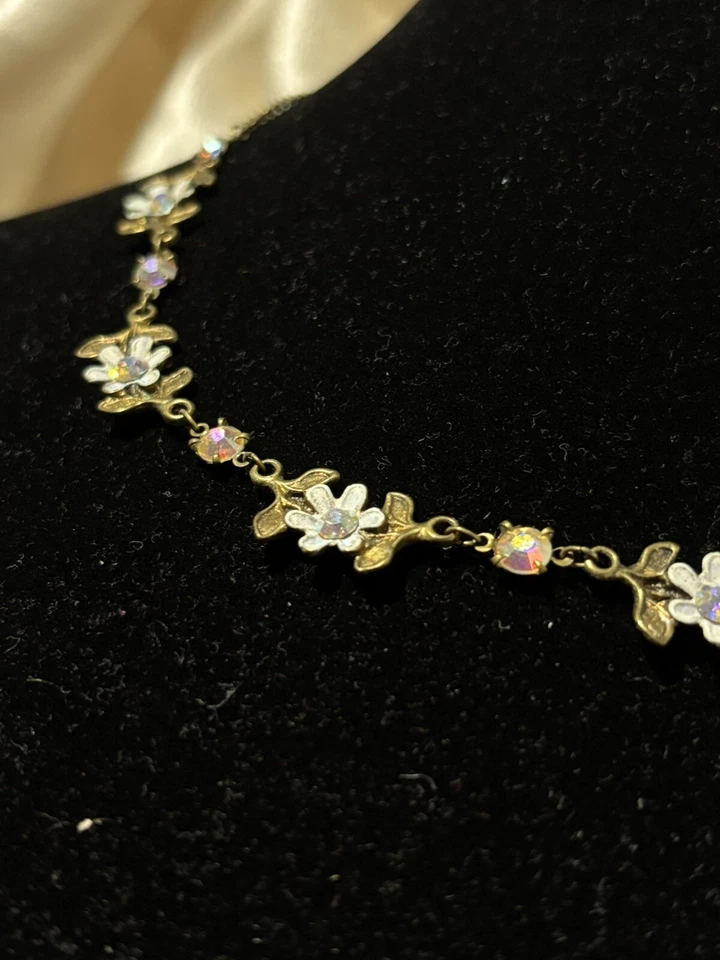 Michal Negrin Bracelet And Necklace White Aurora Borealis AB Crystals Victorian - Image 3 of 4