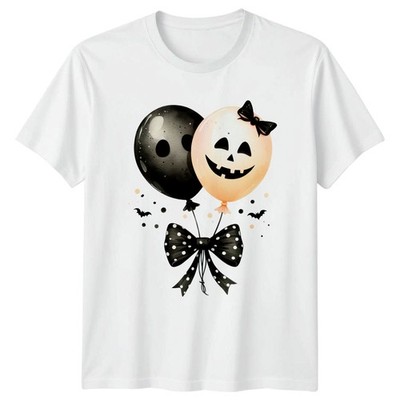 Geist Kürbis Luftballons Schleife Damen T-Shirt Kokett Ästhetisch Halloween für Sie
