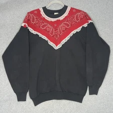 Vintage Fruit Of The Loom Bandana Sweatshirt XL Western Cowboy Cowgirl Y2K 80S