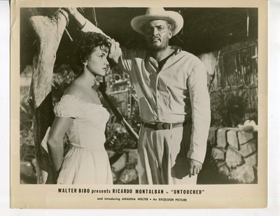 Untouched-Ricardo Montalban-Ariadna Welter-8x10-B&W-Still