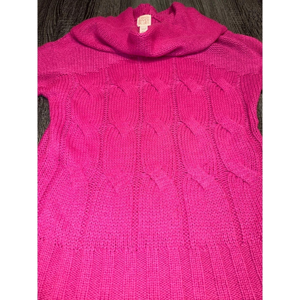 Suéter Canyon River Azul Rosa Tejido con Cable Capucha Cuello Talla M Foto 2 de 4