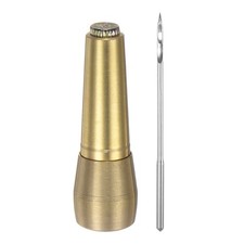 Copper Handle Sewing Awl Set Straight Holed Awl Needle Repair Tool Kit, Yellow