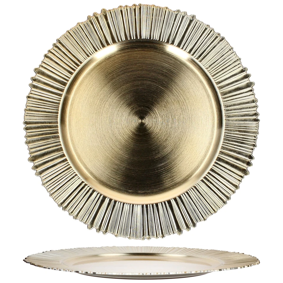 6x Platzteller Kairo Gold Ø33cm 6Pers Dekoteller leicht Kunststoff Weihnachten  - Bild 4 von 4