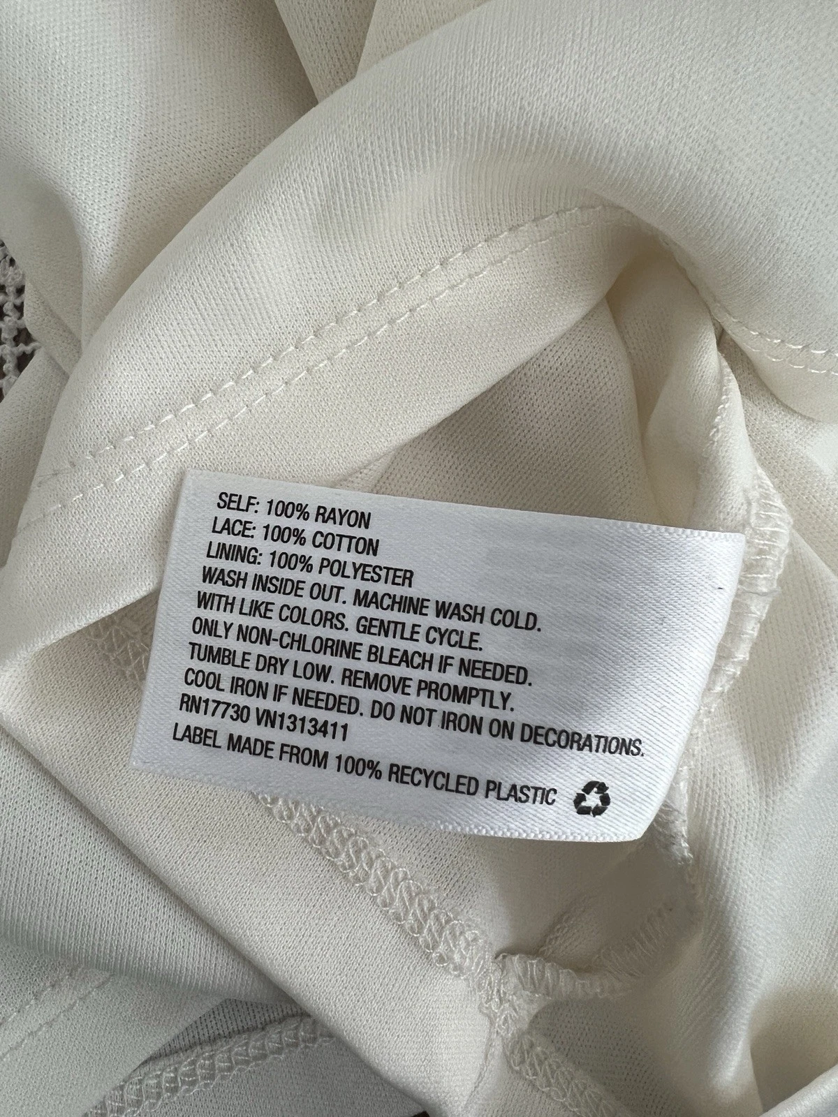 OFF WHITE XHILARATION ABITO STILE BOHO CON ACCENTI DI PIZZO IN BIANCO SPORCO TAGLIA XS $9 99