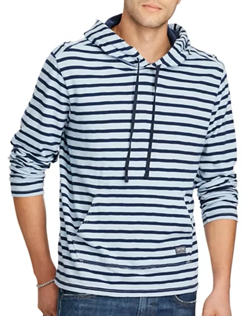 Men’s Ralph Lauren Denim & Supply Striped Jersey Hoodie-BLUE-Large NWT