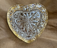 Vintage  Imperlux "HEART" Shaped Cut Crystal 5.75" Hinged VANITY JEWELRY BOX