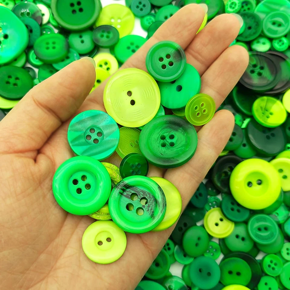 1600 peças botões verdes para artesanato tamanhos variados botão verde artesanato a granel Assor - Imagem 2 de 4