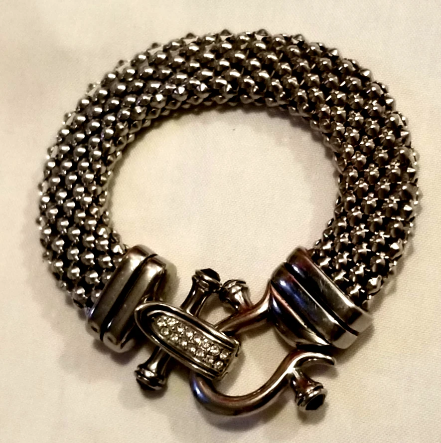 Emma Skye DSMK Stainless Steel Pavé Crystal Popcorn Mesh Necklace & Bracelet Set - Image 3 of 4