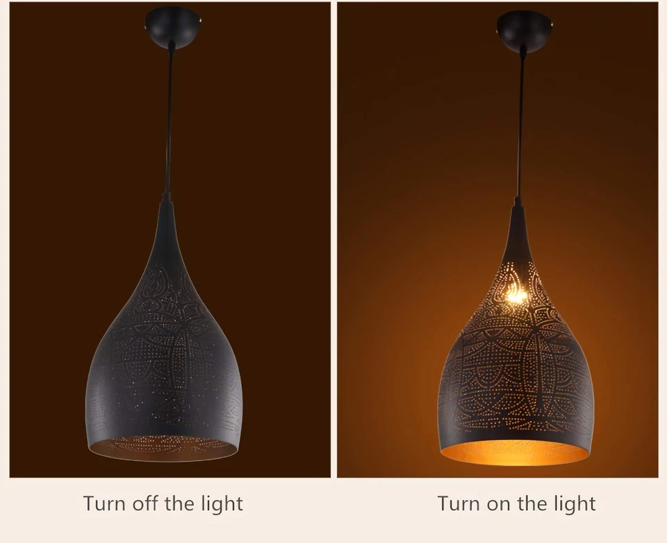 Lámpara de araña vintage, lámpara turca marroquí grabado lámpara colgante, industrial P... Foto 3 de 4