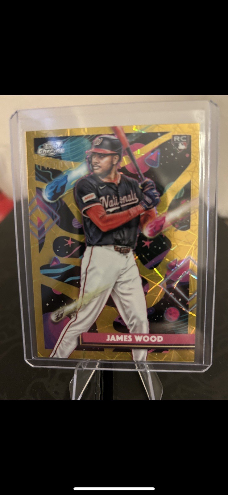 2025 Topps Cosmic Chrome - James Wood #1 Gold Interstellar Refractor /50 (RC)