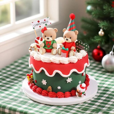 Weihnachtskuchen Topper Bär Puppe Regenbogen Ornamente Dekoration