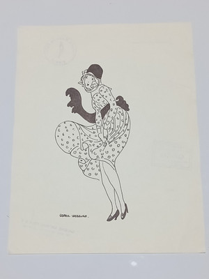 Gerda Wegener Drawing on paper (Handmade) signed and stamped mixed media.
