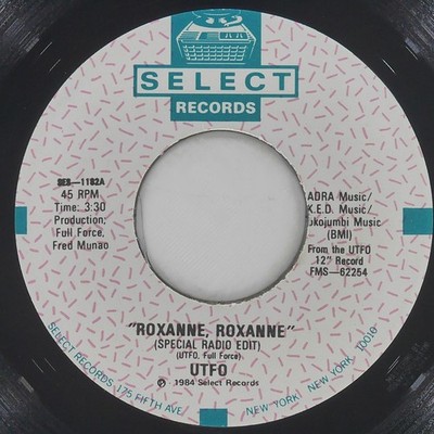 U.T.F.O Hanging Out / Roxanne, Roxanne SELECT FMS 62254 EX 45 1984 Electro 7''