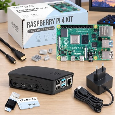db-tronic Raspberry Pi 4 8GB Starter Set 64GB Black Edition mit 15W Netzteil NEU
