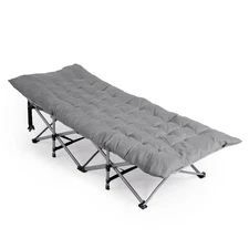 In/Outdoor Portable Folding Camping Cot Bed with Soft Pad for Adults Sleeping Be