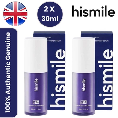 2x Hismile V34 Colour Corrector Serum - Gentle Teeth Whitening Gel 30ml Purple