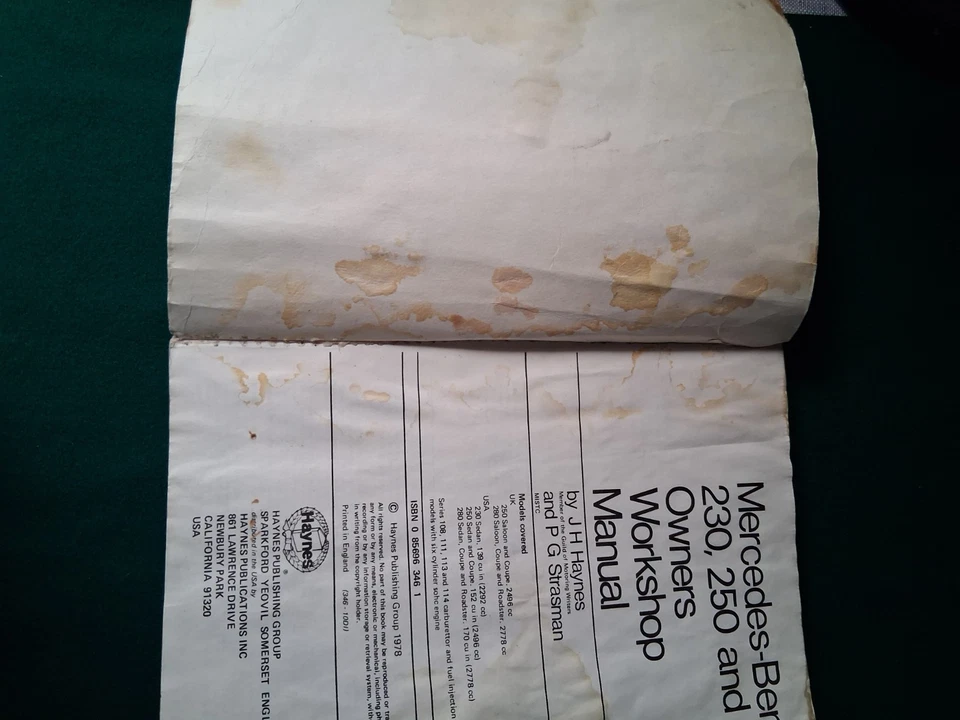 РУКОВОДСТВО ПО РЕМОНТУ HAYNES MERCEDES BENZ 230,250 и 280 1968-72 - Изображение 3 из 4