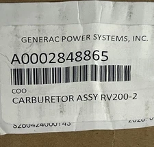 Generac RV200-2 Carburetor Assembly A0002848865 thumbnail 6