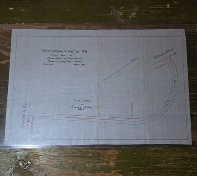 1890 Wayne County, West Virginia and Ironton Rail Road RR Route Plot Plan Map 2