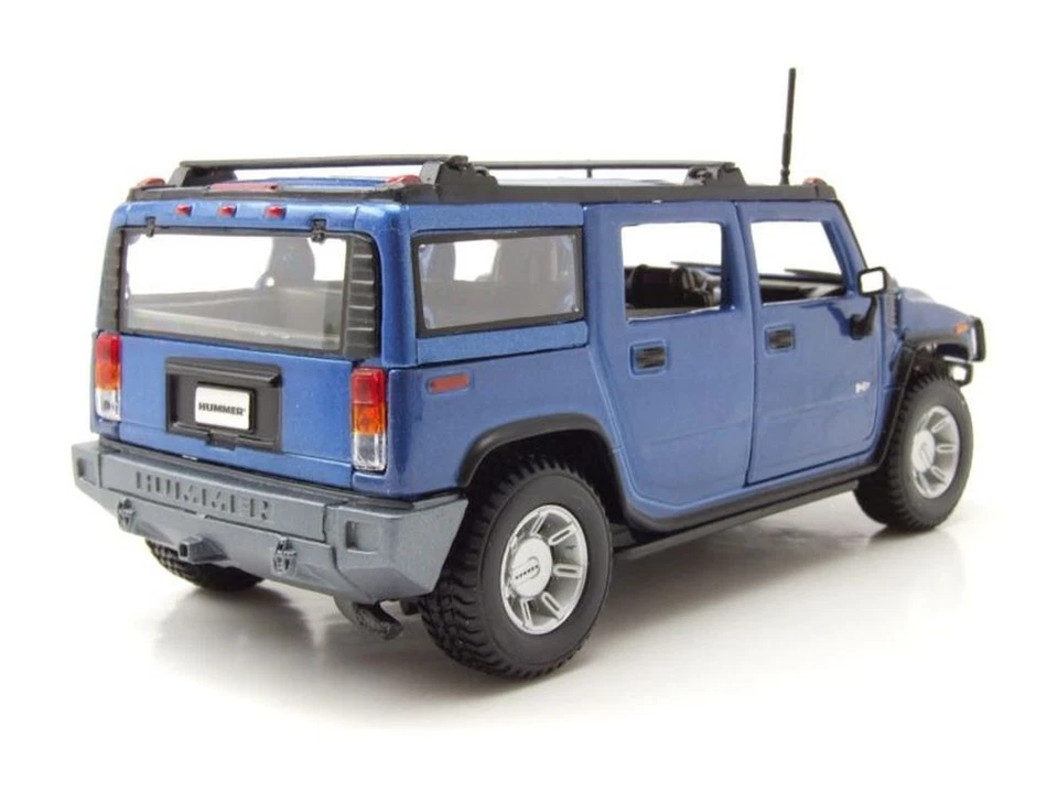 Hummer H2 SUV 2003 Blu Metallizzato Modellino 1:24 Maisto - Immagine 2 di 4