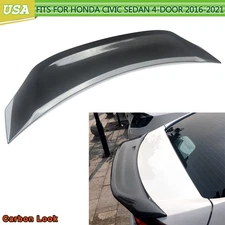 Carbon Look For 2016-21 10th Honda Civic Sedan Rs Style Rear Trunk Spoiler Wing