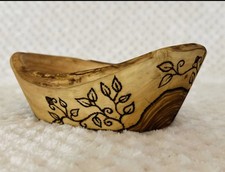 Wood Hand-Burned Pyrography 6" Wood Bowl w/Art by AKA Handcrafted  Unique 