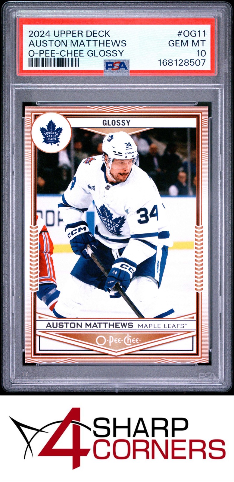 2024 UPPER DECK O-PEE-CHEE GLOSSY #OG11 AUSTON MATTHEWS POP 2 PSA 10