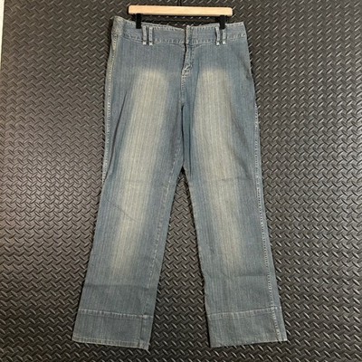Crossing Pointe Blue Sand Wash Straight Leg High Rise Denim Jeans Women's 14 MS