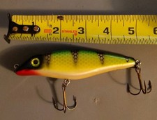 Vintage Big Fork Sand Cat 5" Jerkbait Musky Lure Perch Color Wood
