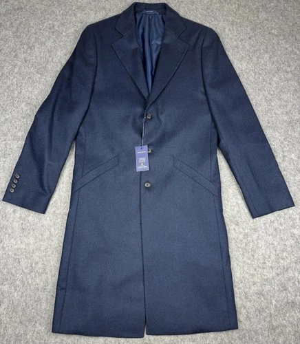 STAFFORD Mens Small NWT Regular Fit 100% Wool Overcoat Trenchcoat $260 MSRP - product listing photo