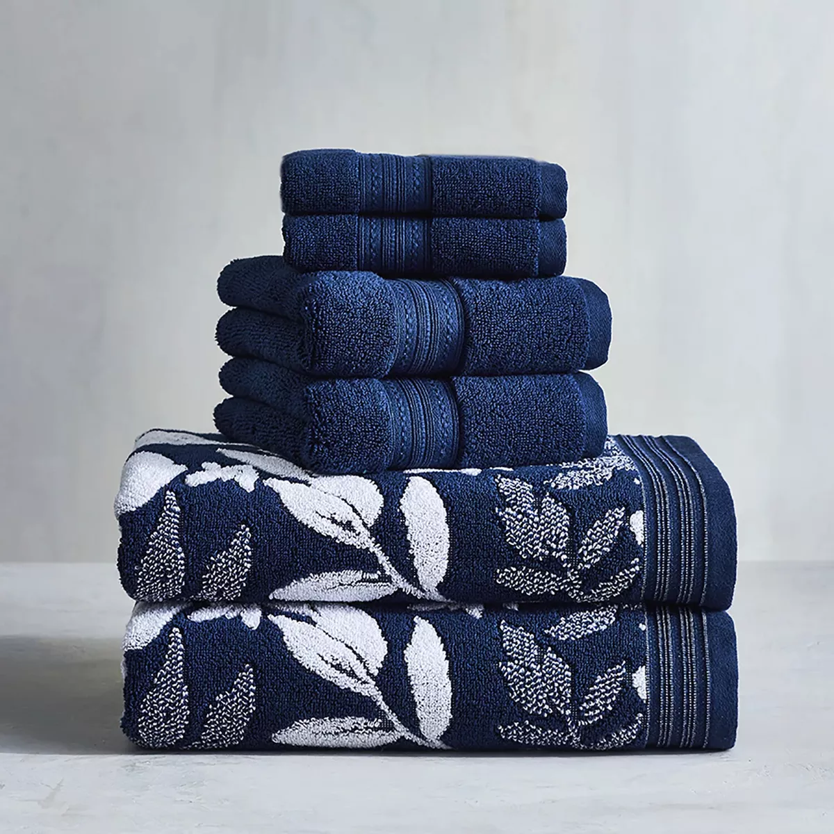 Better Homes & Gardens Signature Soft Floral 6 Piece Towel Set, Blue  Admiral