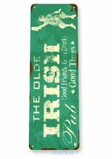 OLD IRISH PUB 11X4 TIN SIGN BAR PUB BREWING COMPANY IRISH SHAMROCK LUCKY CLOVER