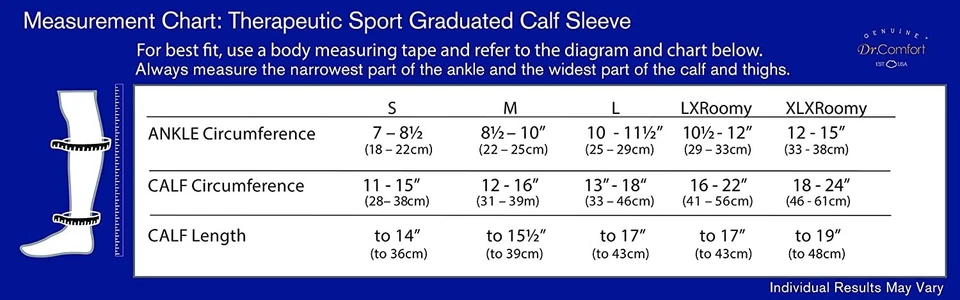 Dr. Comfort 15-20 mmHg Unisex Calf Sleeves -Sizes Available -Moderate Graduated - Image 3 of 4