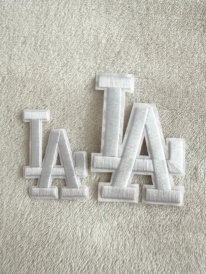 MINI Los Angeles Dodgers L.A. Letters White Jersey Patch Iron on - Image 2 of 2