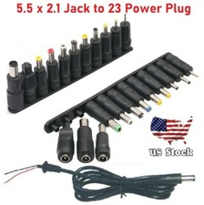 23Pcs 5.5x2.1mm Laptop Universal DC Power Jack Set Charger AC DC Adapter Plug