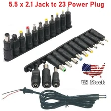 23Pcs 5.5x2.1mm Laptop Universal DC Power Jack Set Charger AC DC Adapter Plug