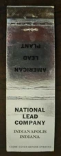 National Lead Company Indianapolis Indiana "Matchcover"