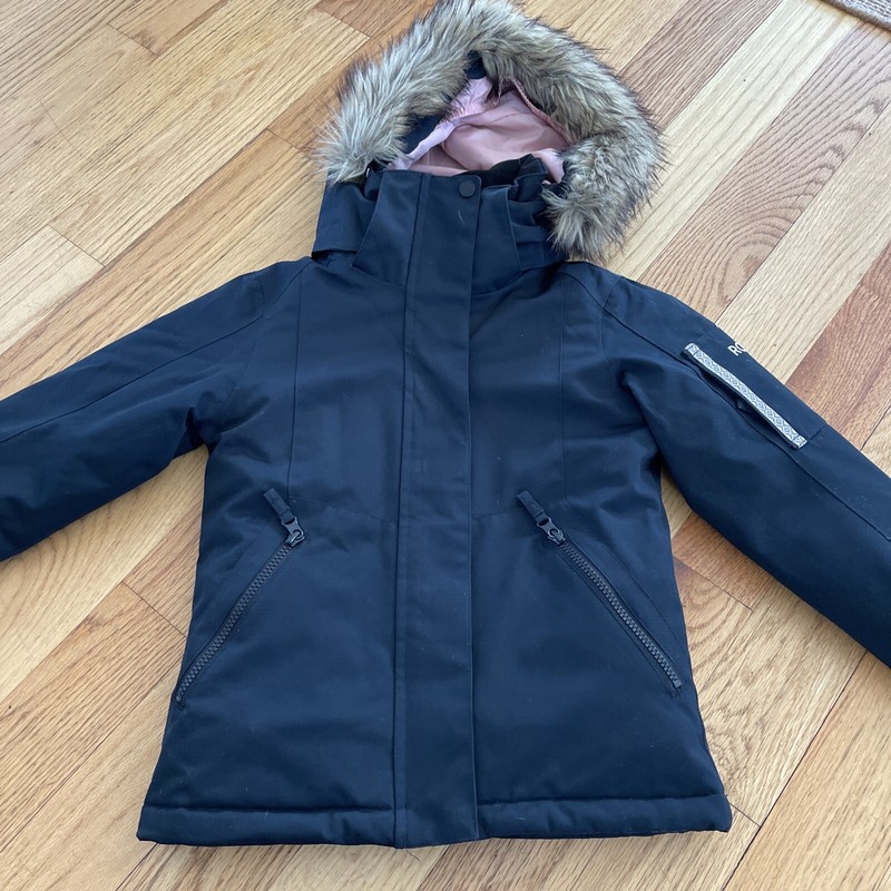 Roxy Girls Black Fur Trimmed Ski Jacket Size Small