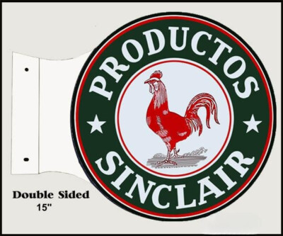 PRODUCTOS SINCLAIR ROOSTER 15'' HEAVY DUTY USA METAL DOUBLE SIDED GAS ADV SIGN